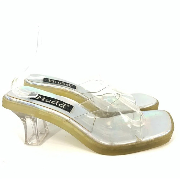 Mudd Mambo heels 9.5 iridescent chunky square toe vintage y2k party cosplay